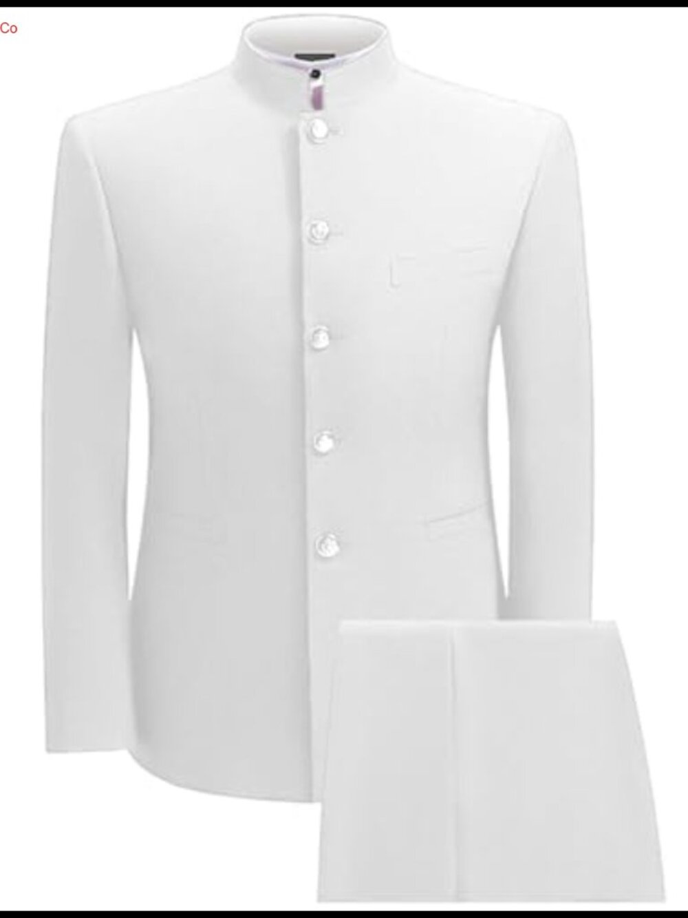 Men's 2 Piece Chinese Stand Collar Slim Fit Suit Blazer & Pants Set